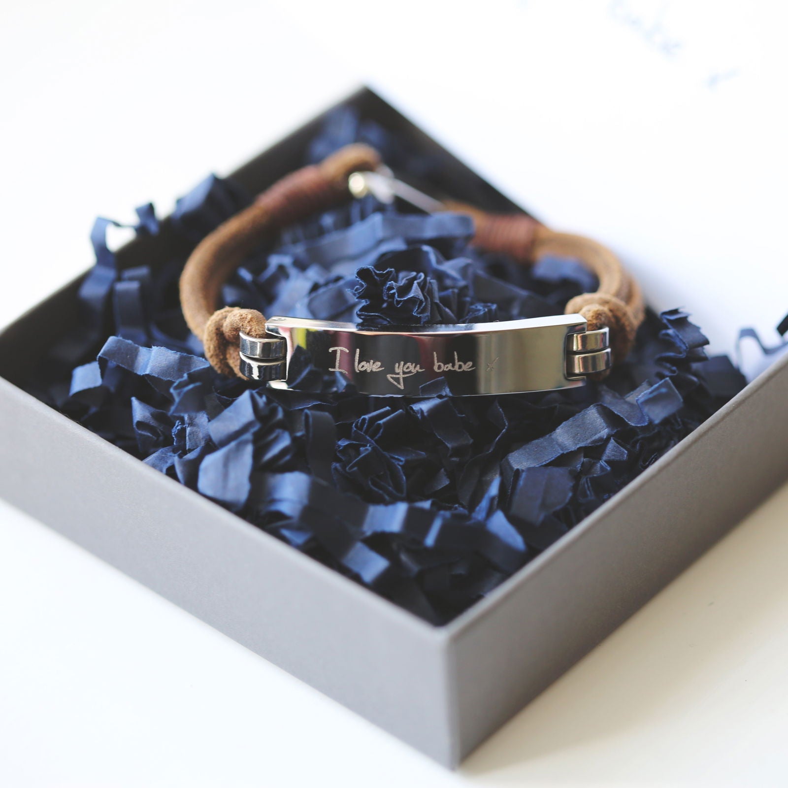 Nolven – Handwriting Engraved Wide-Clasp Bracelet  Men's Bracelets Deeply Engraved
