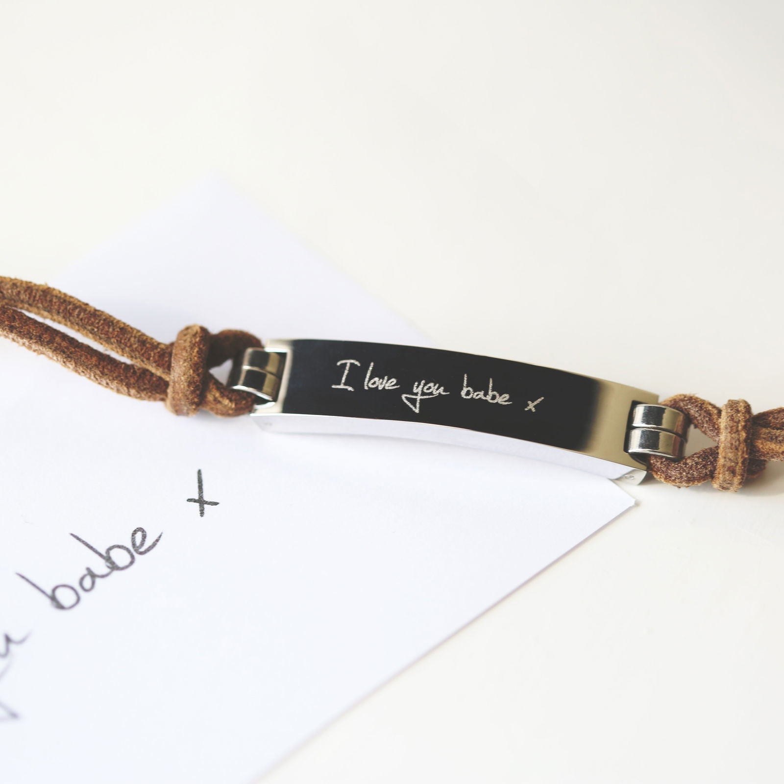 Nolven – Handwriting Engraved Wide-Clasp Bracelet  Men's Bracelets Deeply Engraved