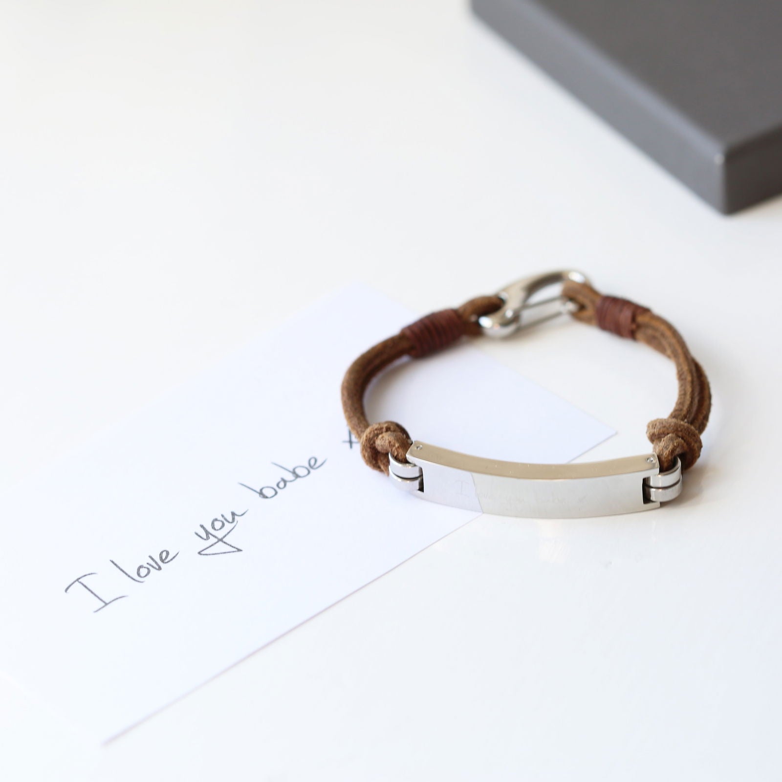 Nolven – Handwriting Engraved Wide-Clasp Bracelet  Men's Bracelets Deeply Engraved
