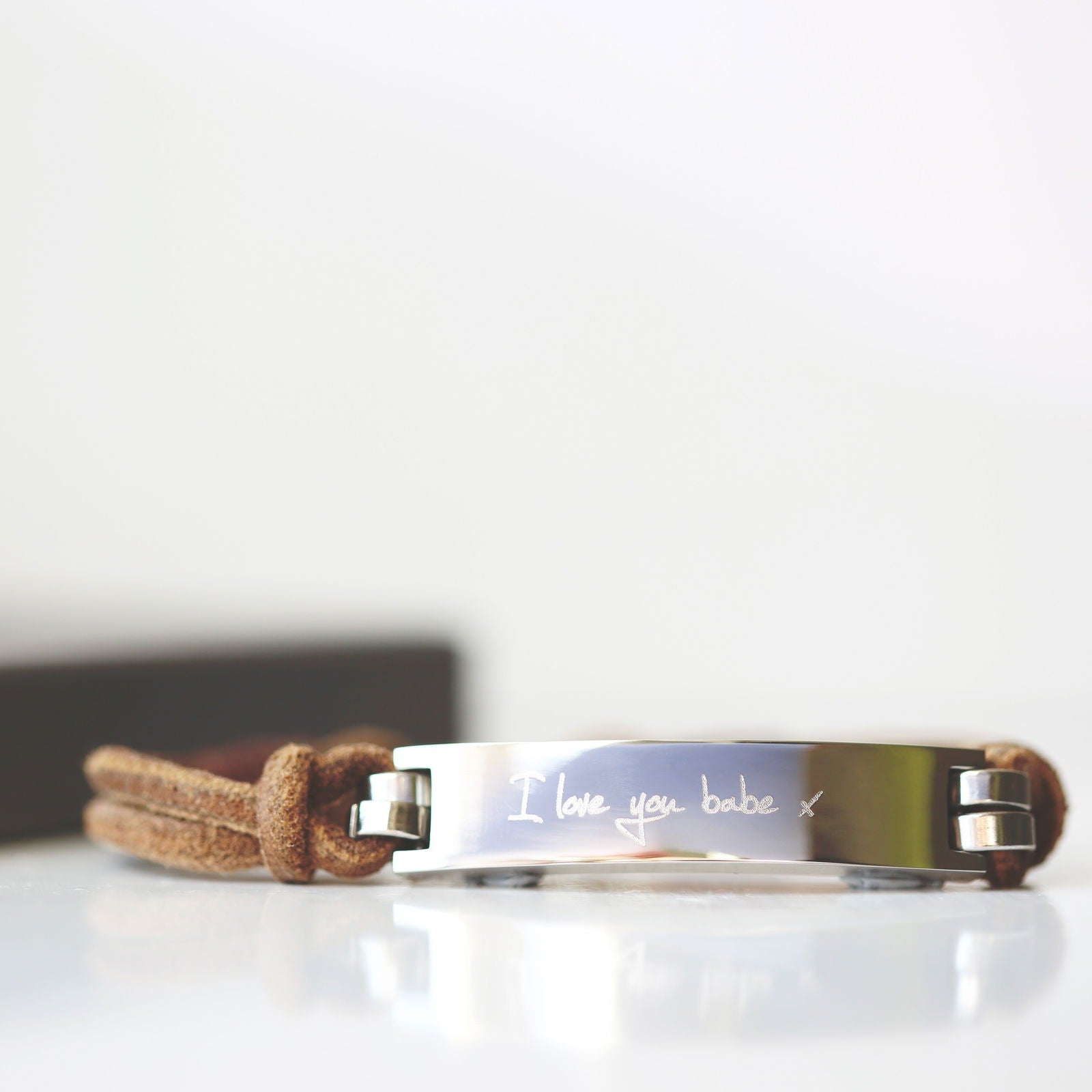 Nolven – Handwriting Engraved Wide-Clasp Bracelet  Men's Bracelets Deeply Engraved