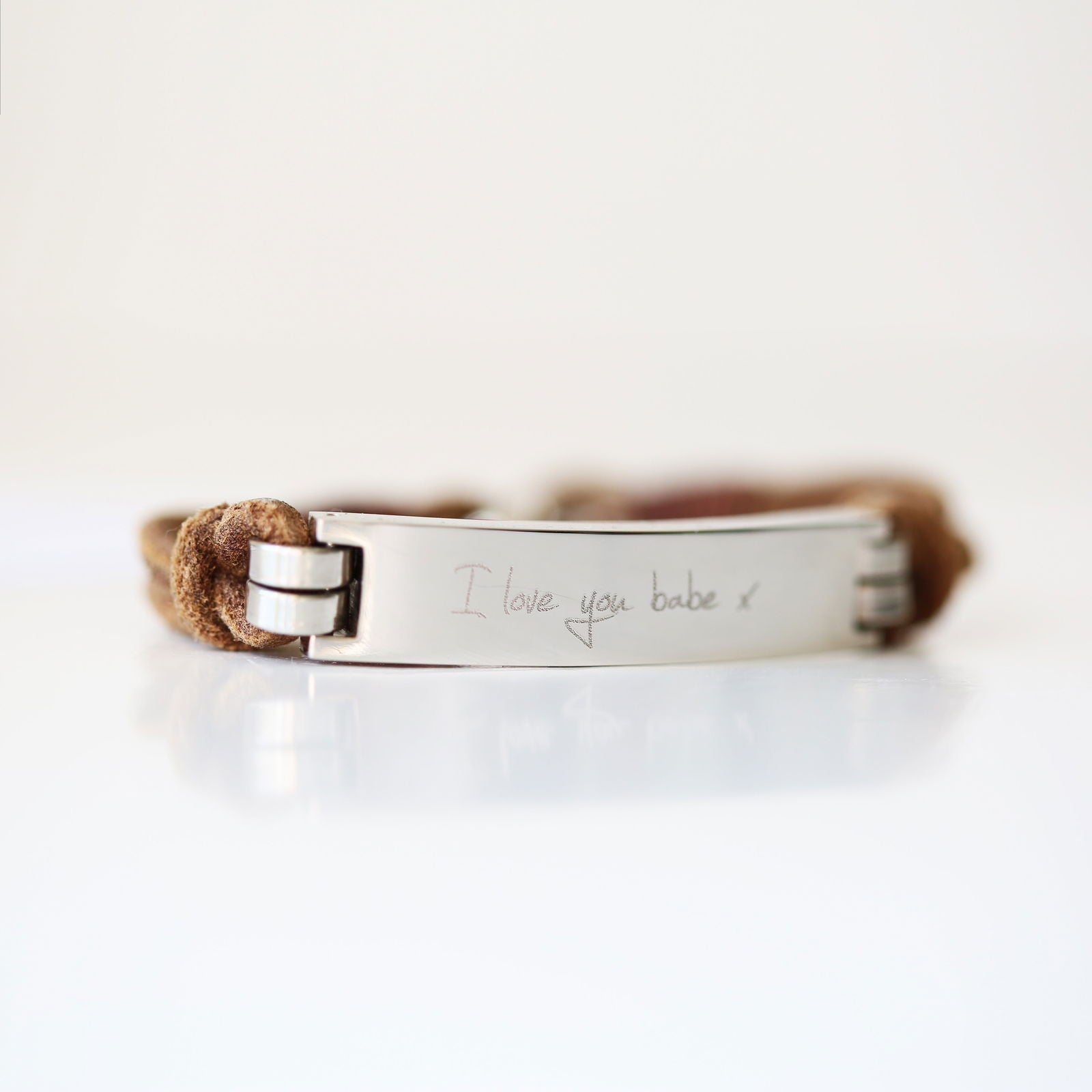 Nolven – Handwriting Engraved Wide-Clasp Bracelet  Men's Bracelets Deeply Engraved