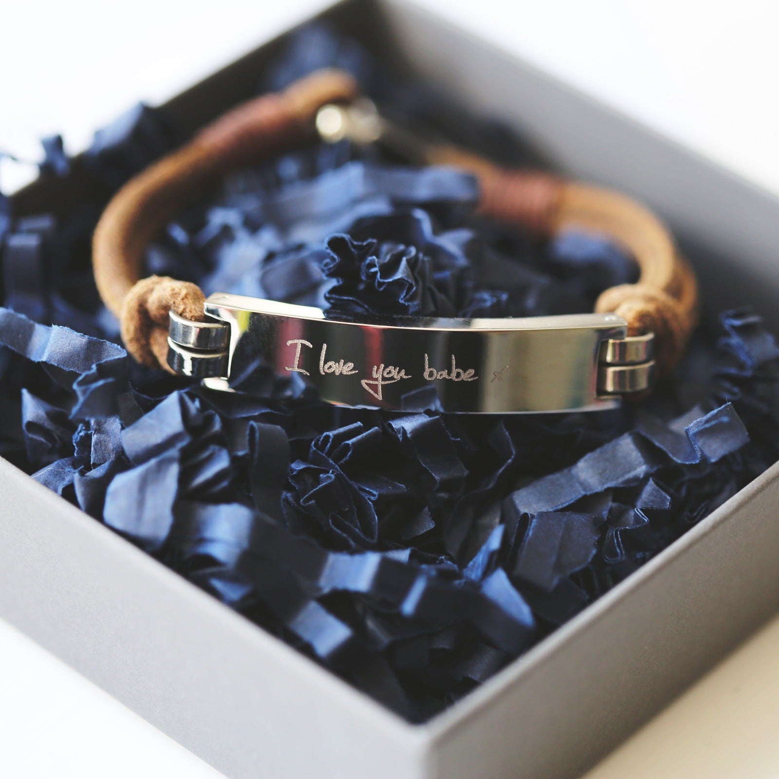 Nolven – Handwriting Engraved Wide-Clasp Bracelet  Men's Bracelets Deeply Engraved