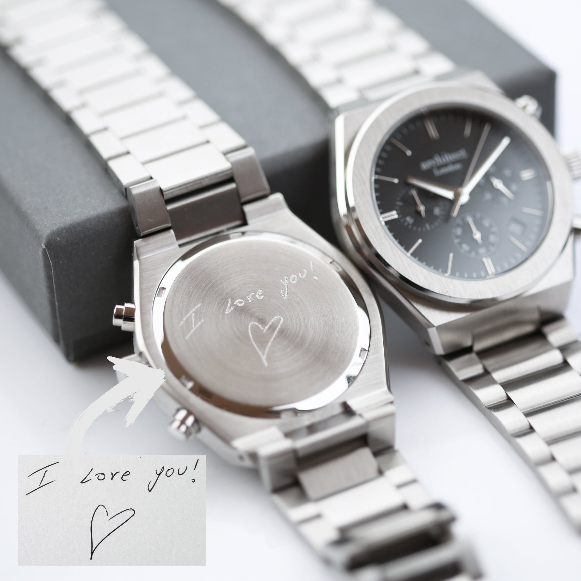 Orbix Black - Men's Handwriting Engraved Watch  Men's Watches Deeply Engraved