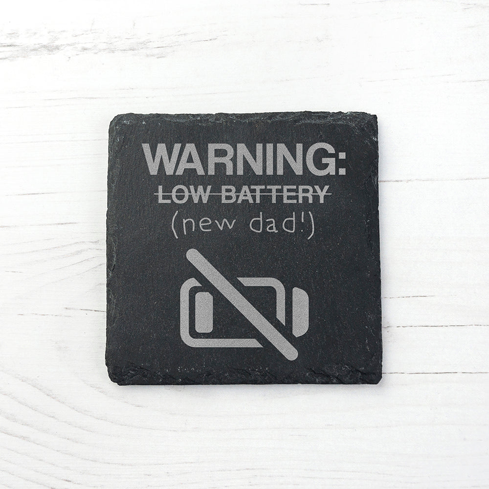 Warning: New Dad Square Slate Keepsake - Lovesakes