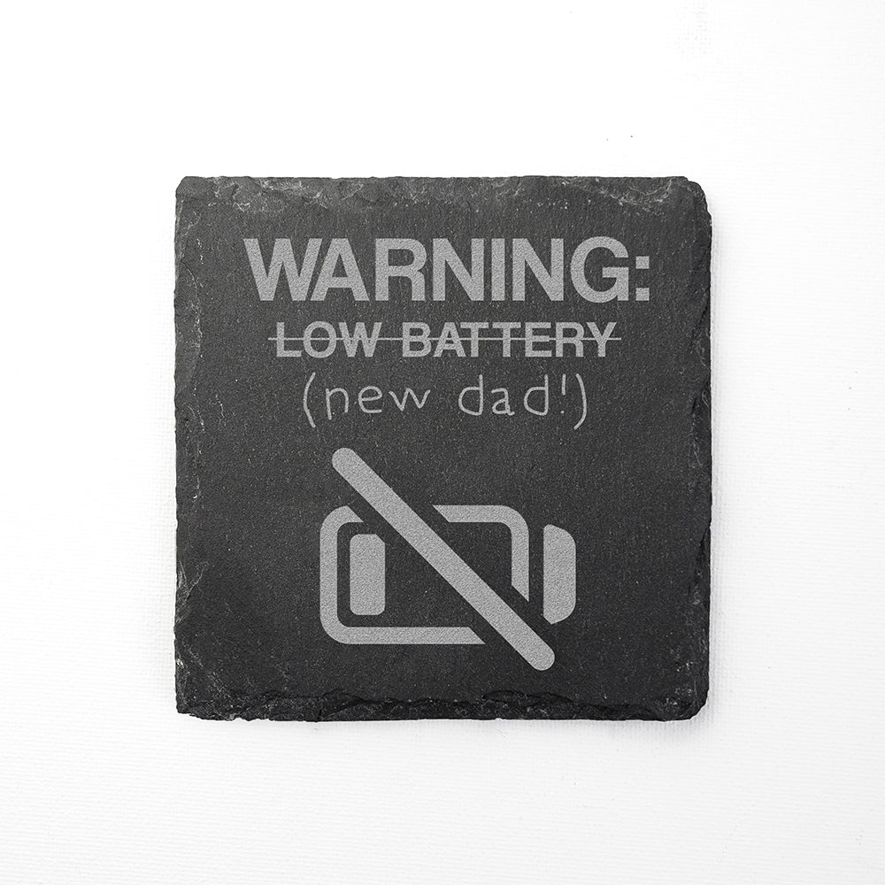 Warning: New Dad Square Slate Keepsake - Lovesakes