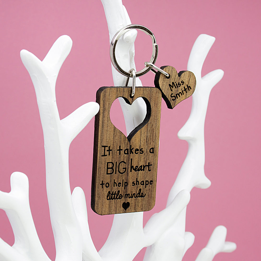 Personalized Teachers Keyring - A Big Heart To Shape Little Minds - Lovesakes