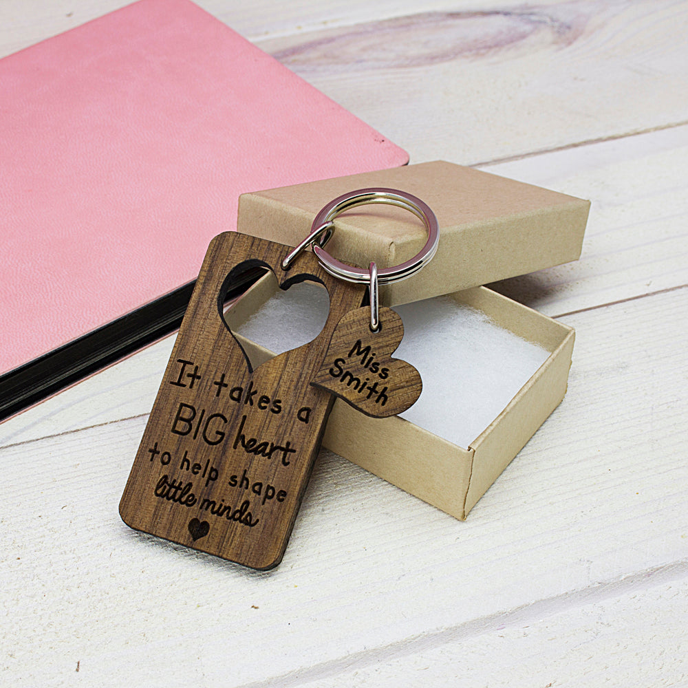 Personalized Teachers Keyring - A Big Heart To Shape Little Minds - Lovesakes