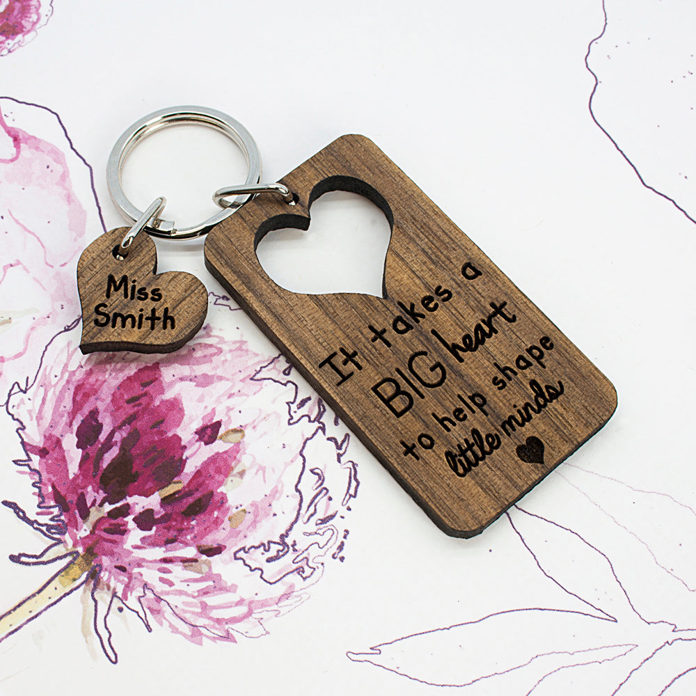 Personalized Teachers Keyring - A Big Heart To Shape Little Minds - Lovesakes