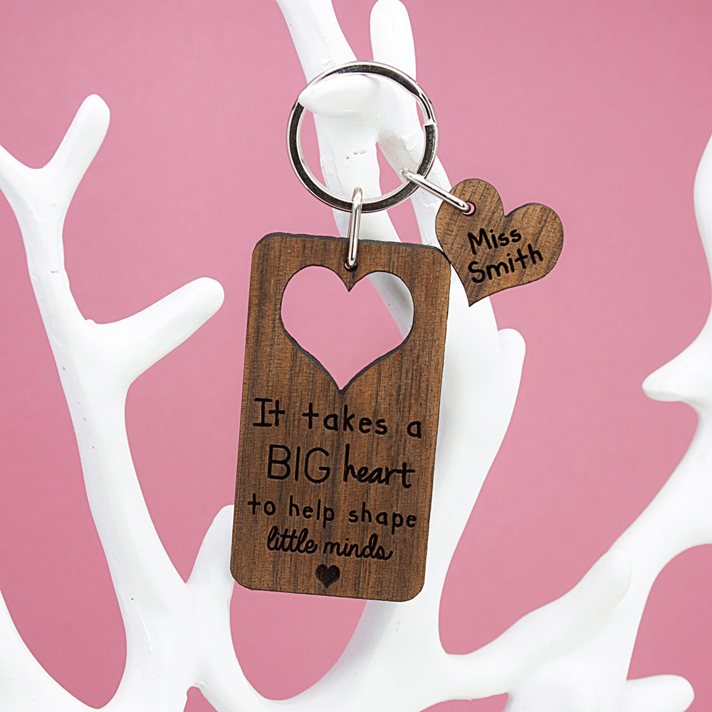 Personalized Teachers Keyring - A Big Heart To Shape Little Minds - Lovesakes