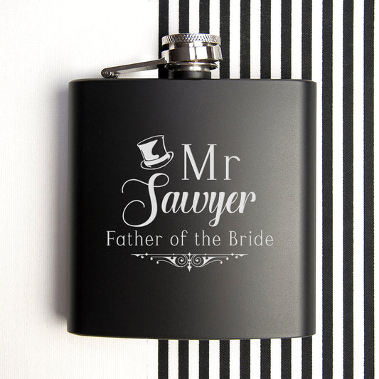 Engraved Father Of The Bride Hip Flask