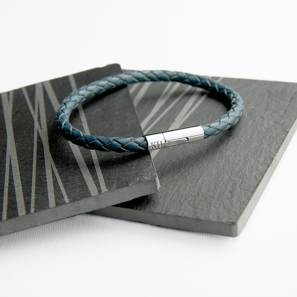 Personalized Men's Capsule Tube Woven Bracelet In Aegean Blue - Lovesakes