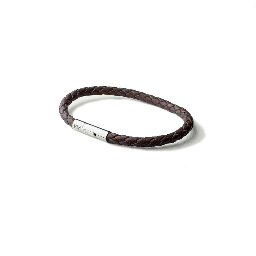 Personalized Men's Capsule Tube Woven Bracelet in Cedar Brown - Lovesakes