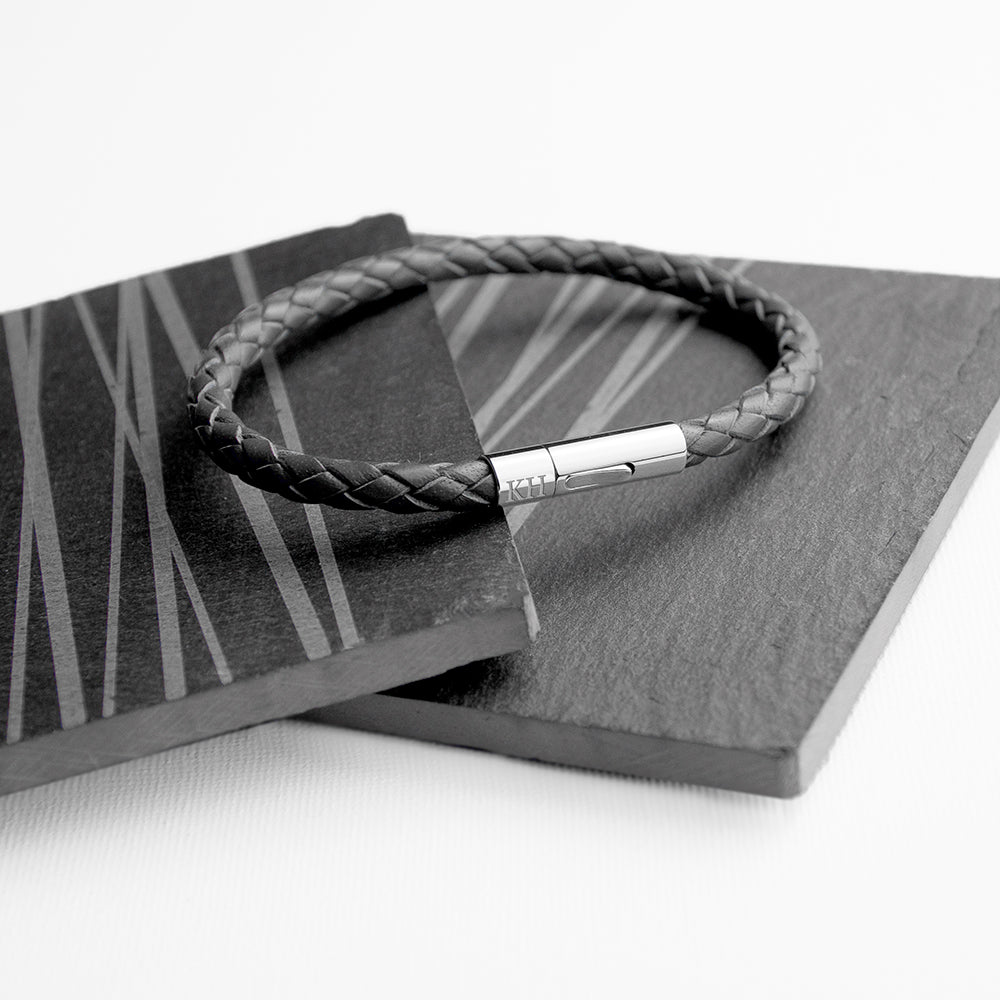 Personalized Men's Capsule Tube Woven Bracelet in Black - Lovesakes