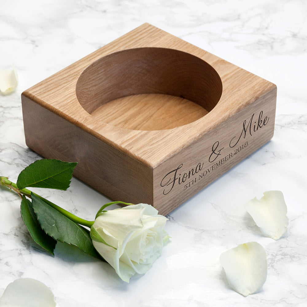 Personalized Wine Bottle Holder in Solid Oak