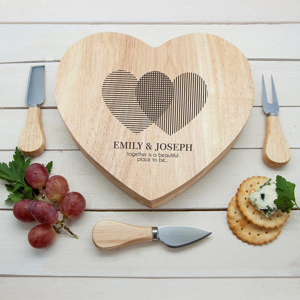 Personalized Heart Venn Diagram Heart Cheese Board - Lovesakes