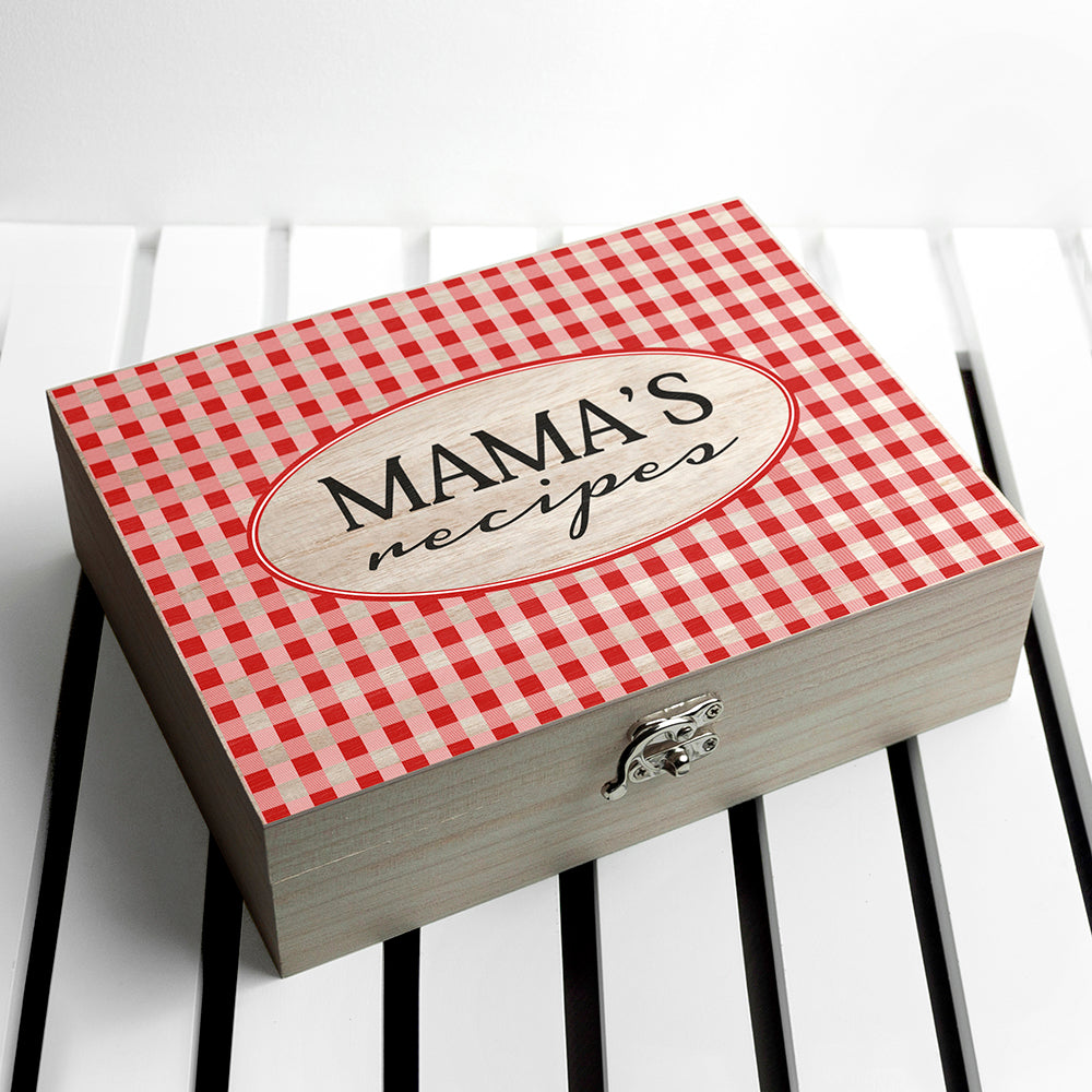 Personalized Gingham Red Recipe Box - Lovesakes