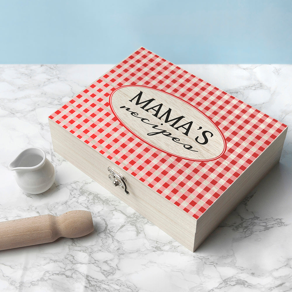 Personalized Gingham Red Recipe Box - Lovesakes