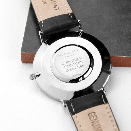 Modern-Vintage Personalized Leather Watch In Black