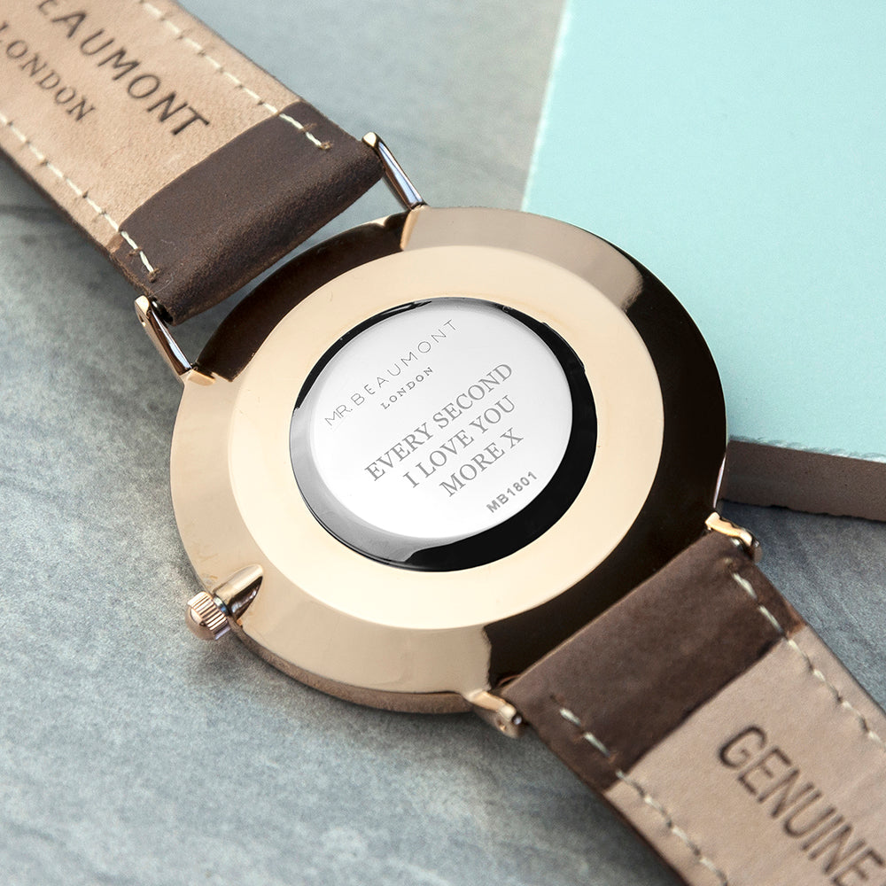 Men's Personalized Minimalist Leather Watch in Brown