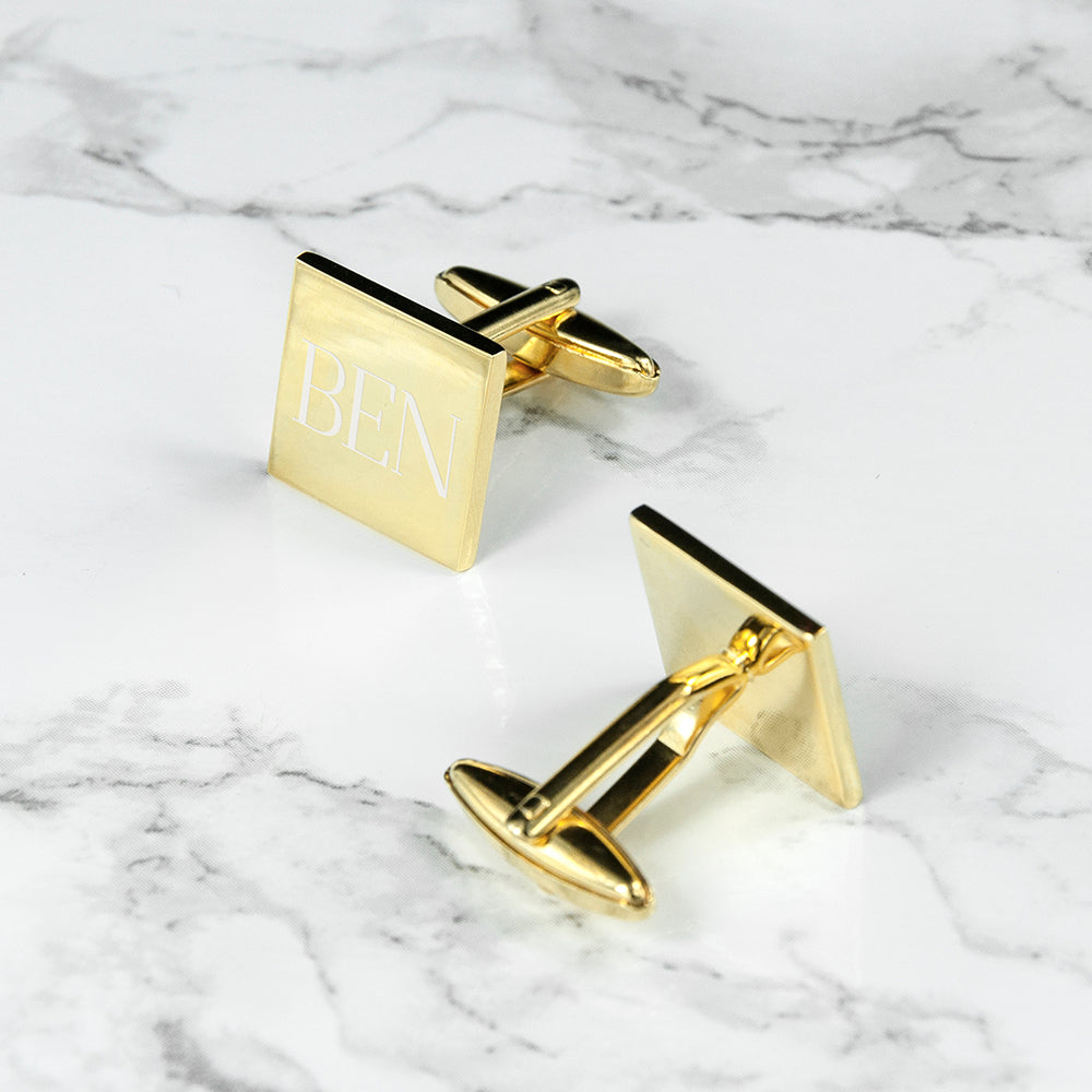 Personalised Square Gold Plated Cufflinks - Lovesakes