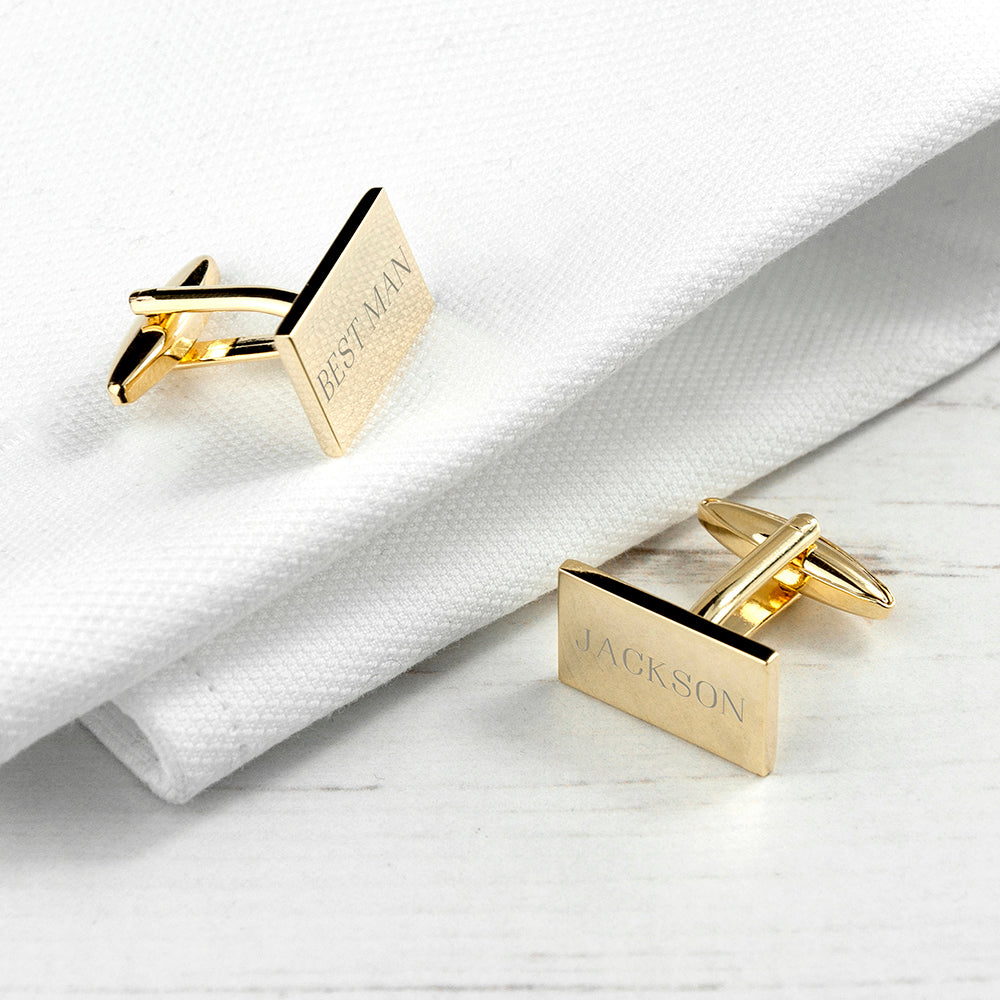 Personalised Rectangle Gold Plated Cufflinks - Lovesakes