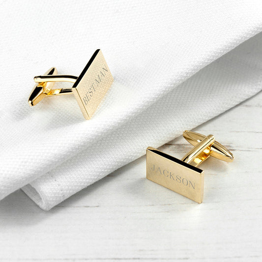 Personalised Rectangle Gold Plated Cufflinks