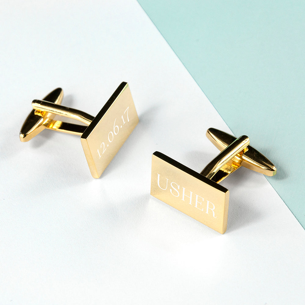 Personalised Rectangle Gold Plated Cufflinks - Lovesakes