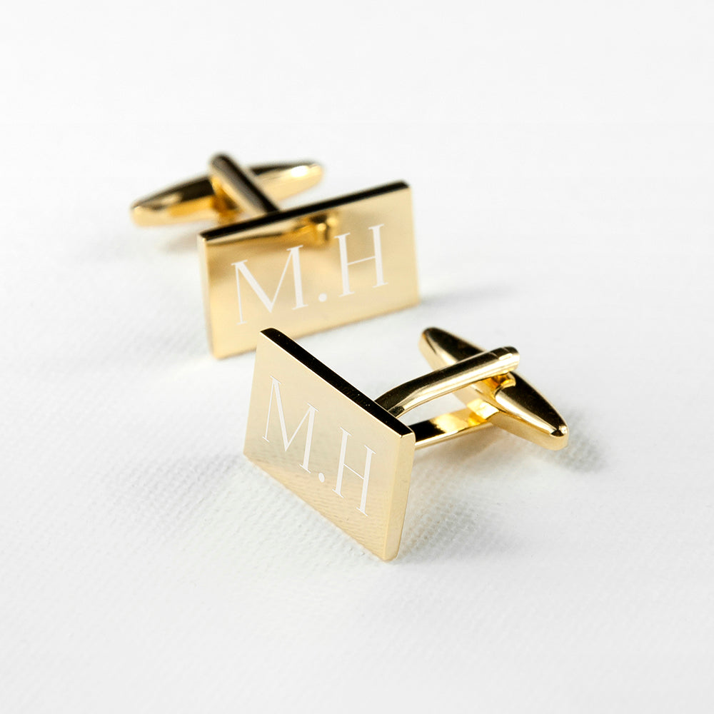 Personalised Rectangle Gold Plated Cufflinks - Lovesakes