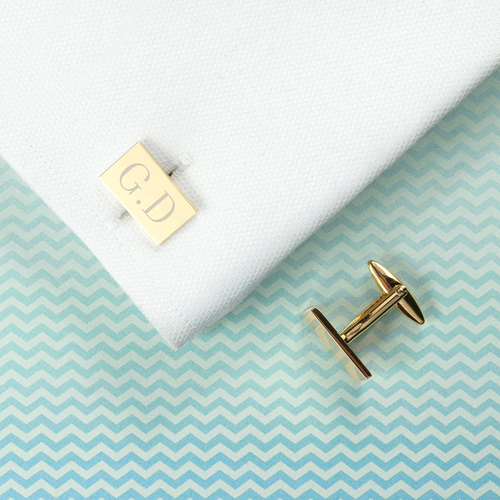 Personalised Rectangle Gold Plated Cufflinks - Lovesakes