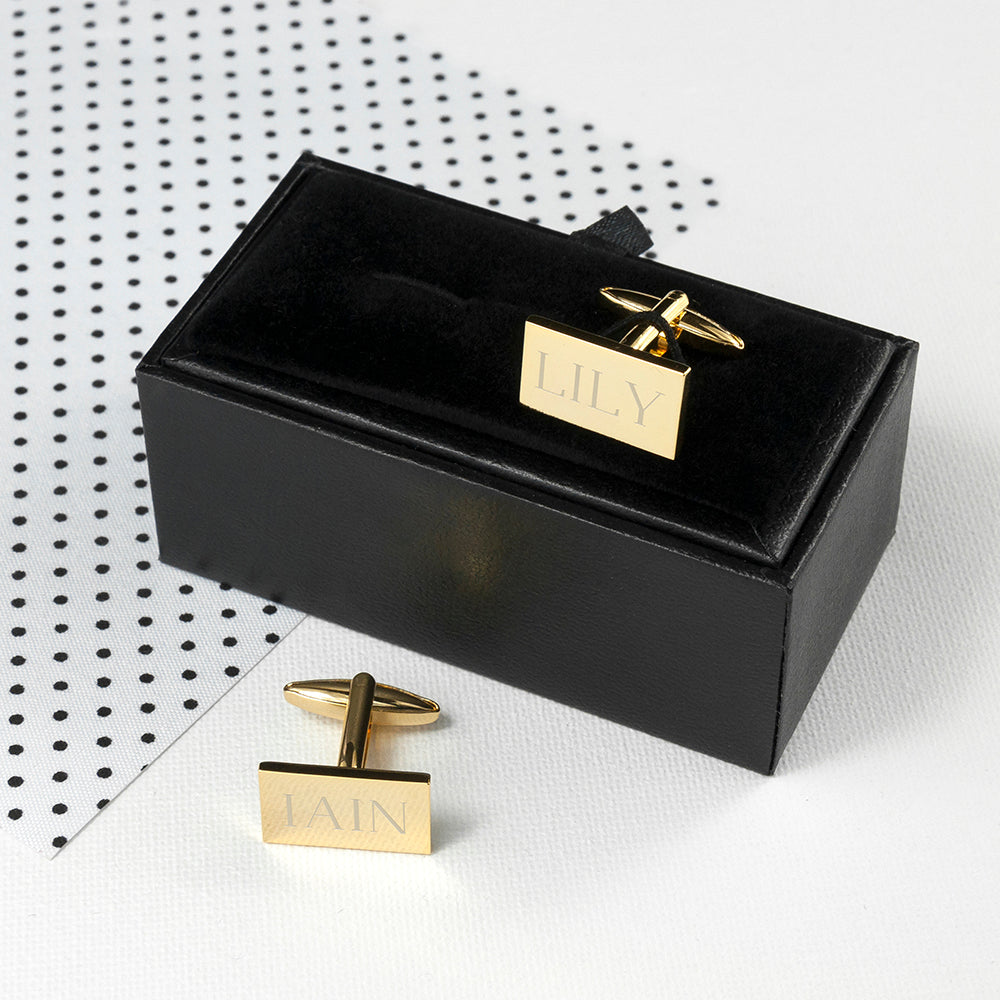 Personalised Rectangle Gold Plated Cufflinks - Lovesakes