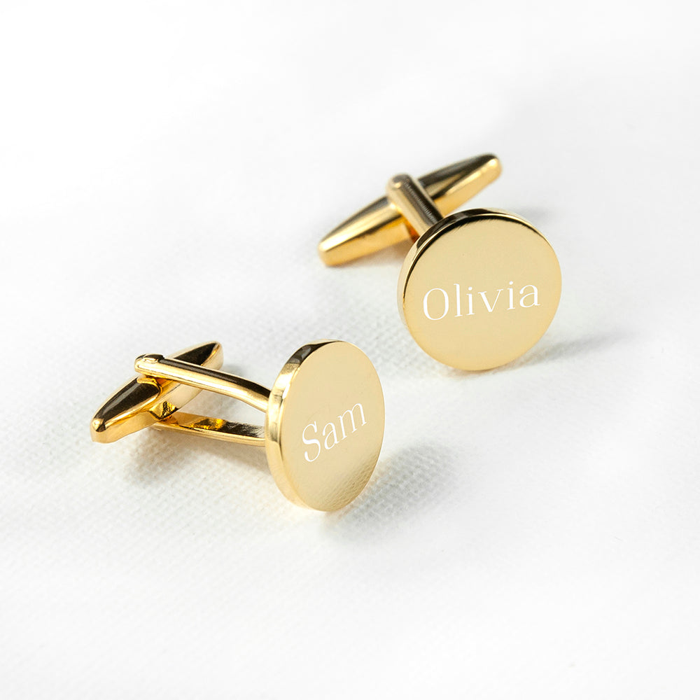 Personalised Round Gold Plated Cufflinks - Lovesakes