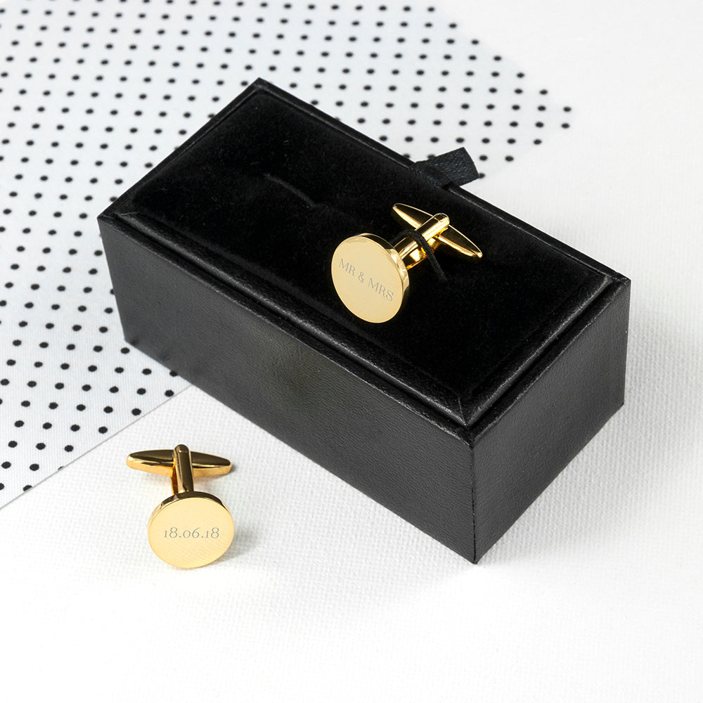 Personalised Round Gold Plated Cufflinks - Lovesakes