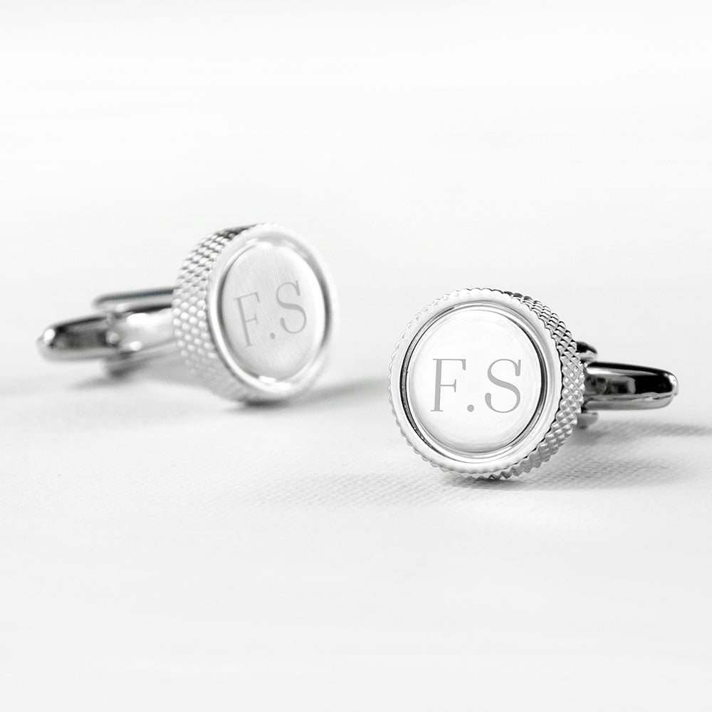 Personalised Round Rhodium Plated Cufflinks - Lovesakes