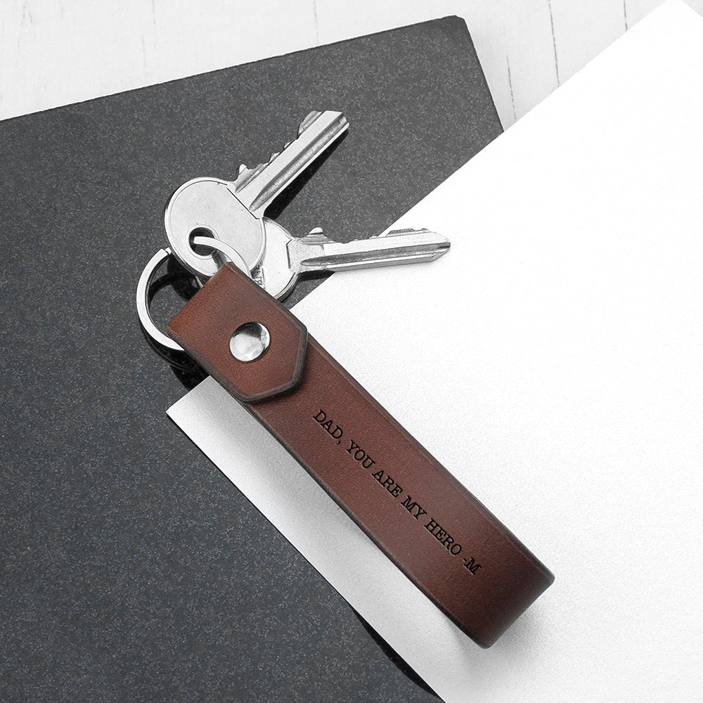 Personalized Luxury Brown Leather Keyring - Lovesakes