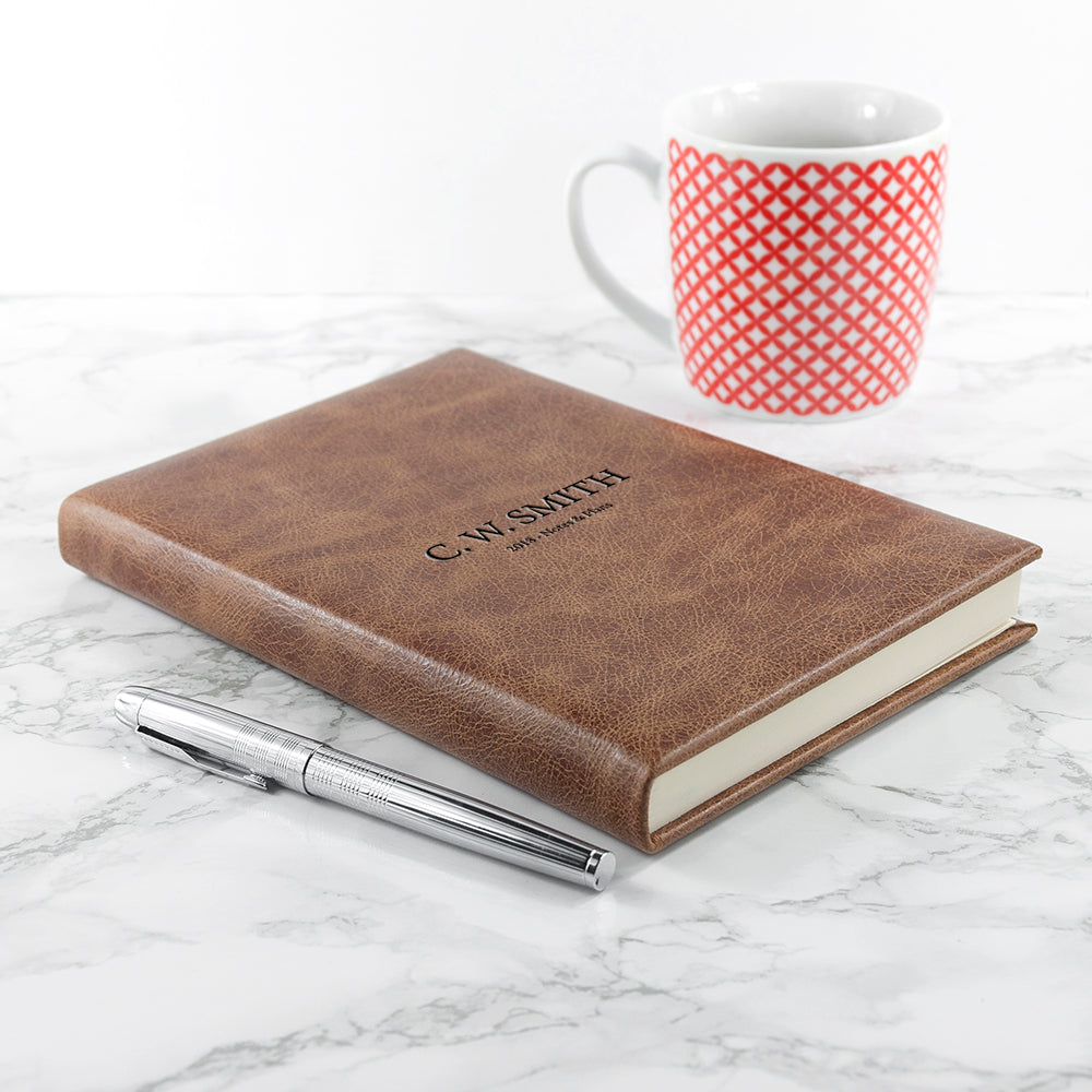 Personalized Natural Tan Leather Notebook - Lovesakes