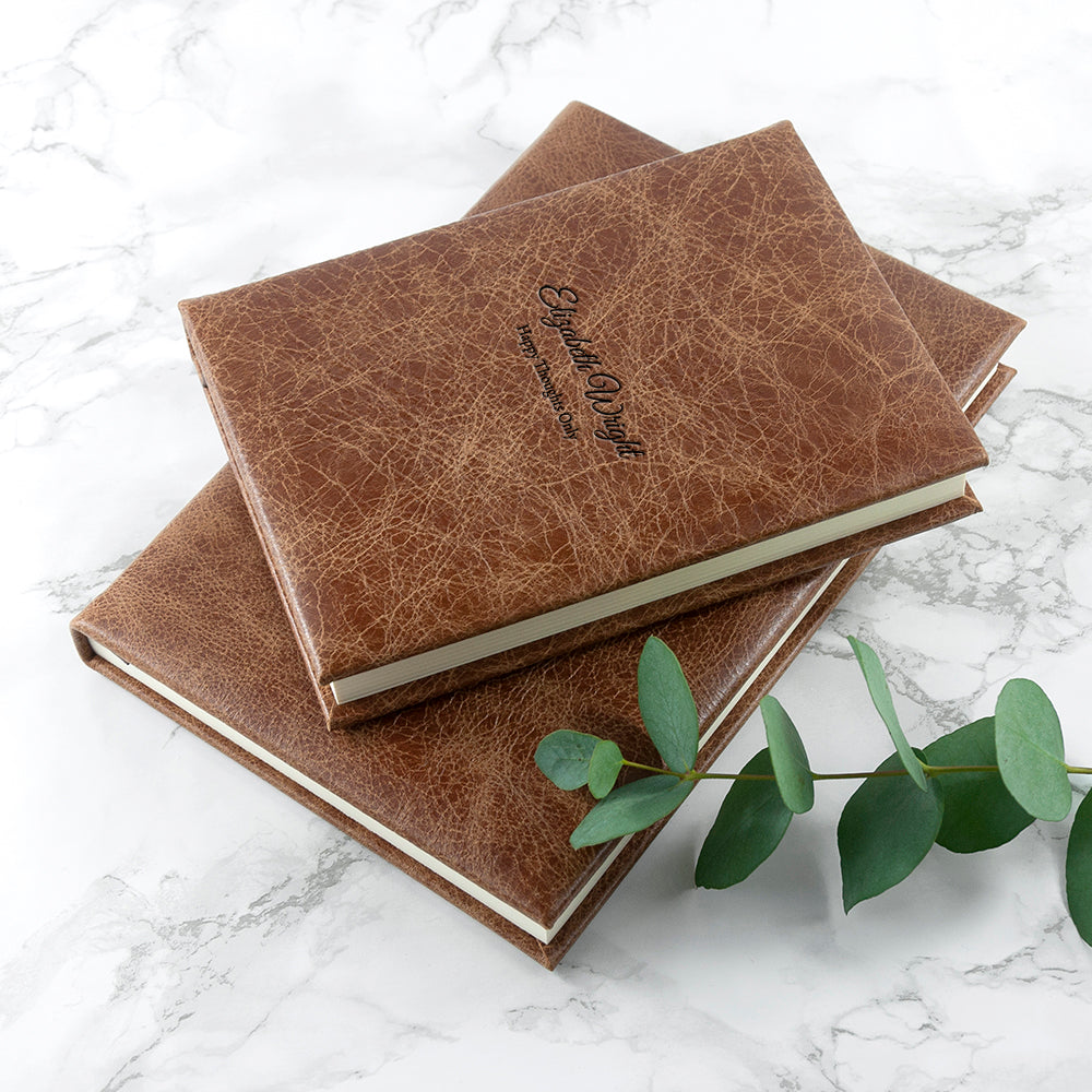 Personalized Natural Tan Leather Notebook - Lovesakes