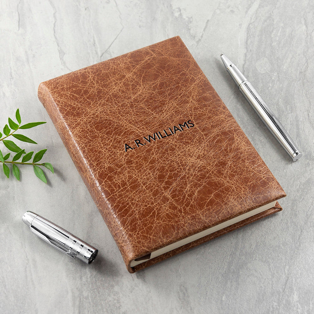 Personalized Natural Tan Leather Notebook - Lovesakes