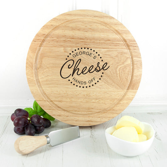 Engraved 'Hands Off' Cheese Board Set