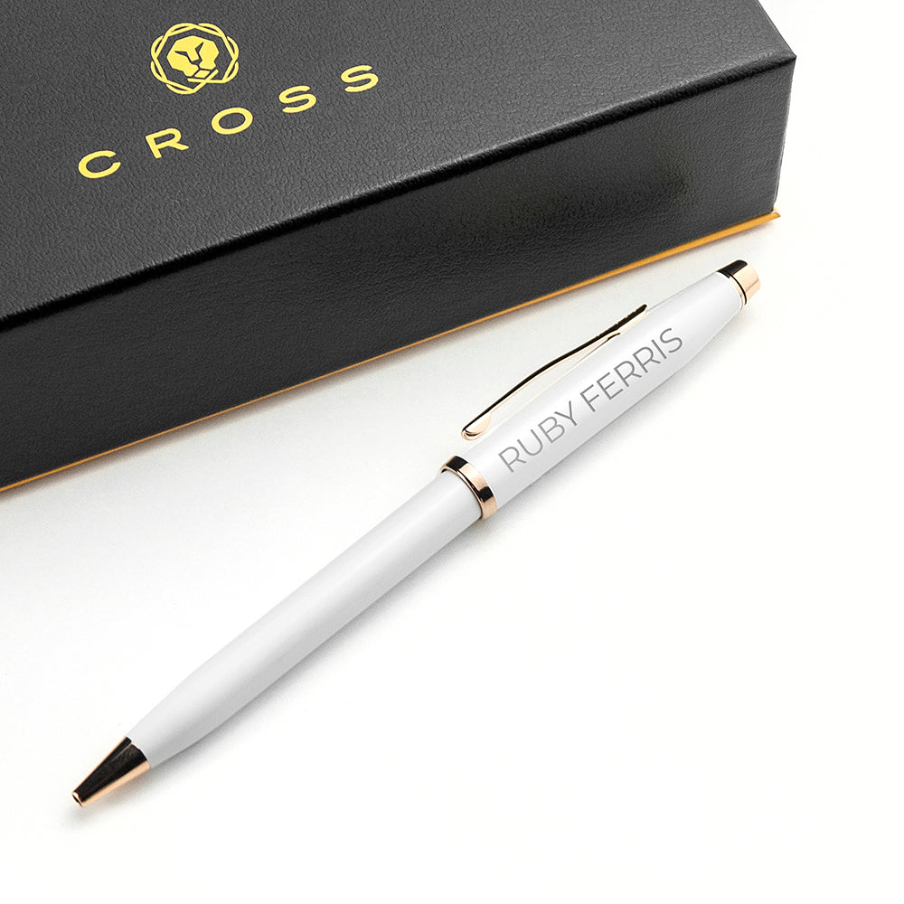 Personalized Cross Century II Pen in White - Lovesakes