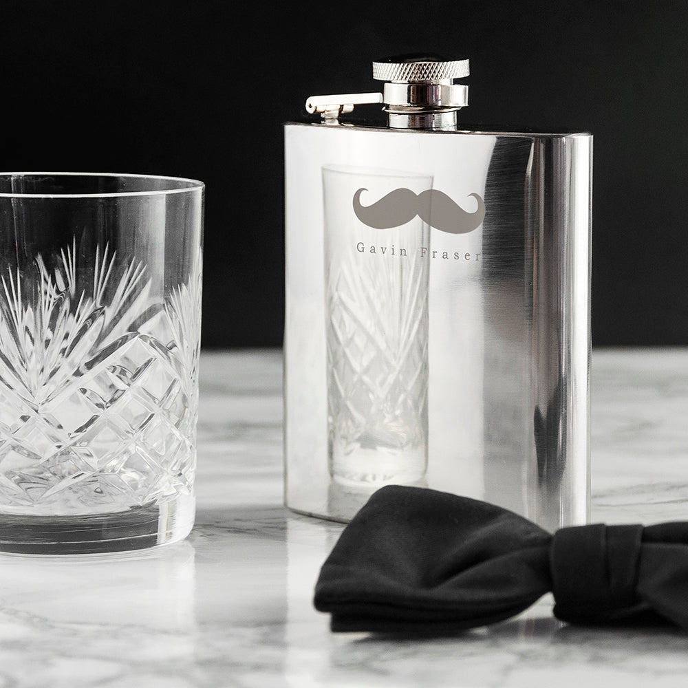 Personalized Stainless Steel Moustache Hip Flask - Lovesakes