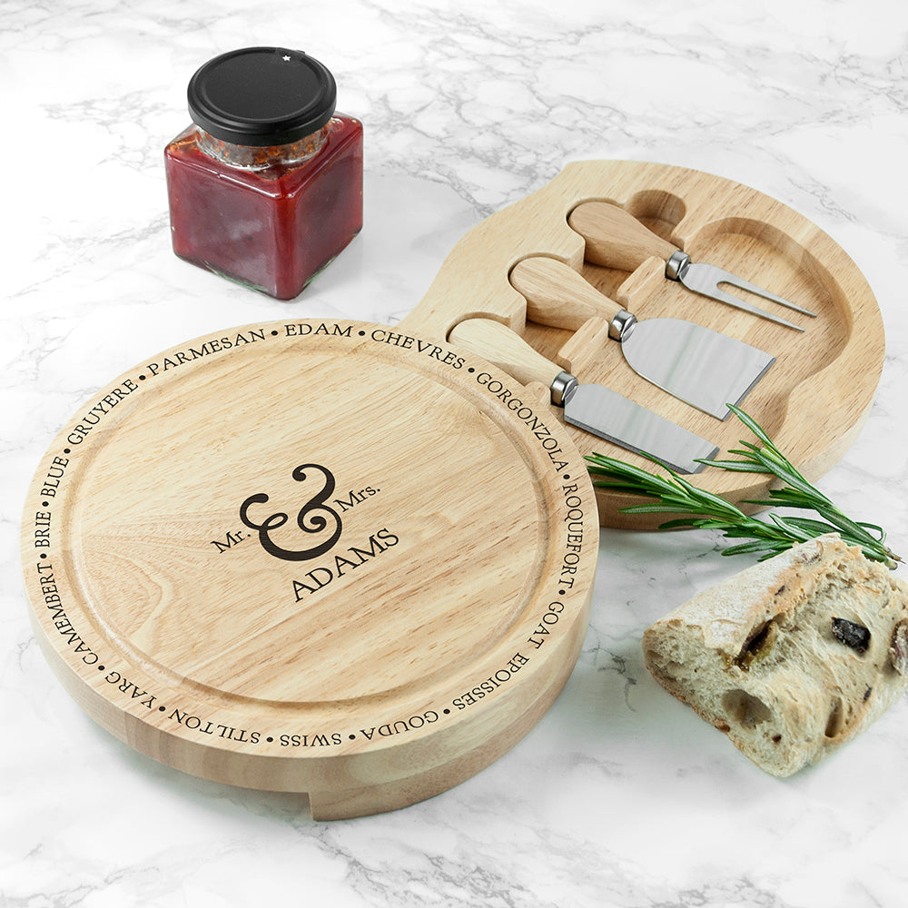 Personalized Mr and Mrs Cheese Board Set - Lovesakes