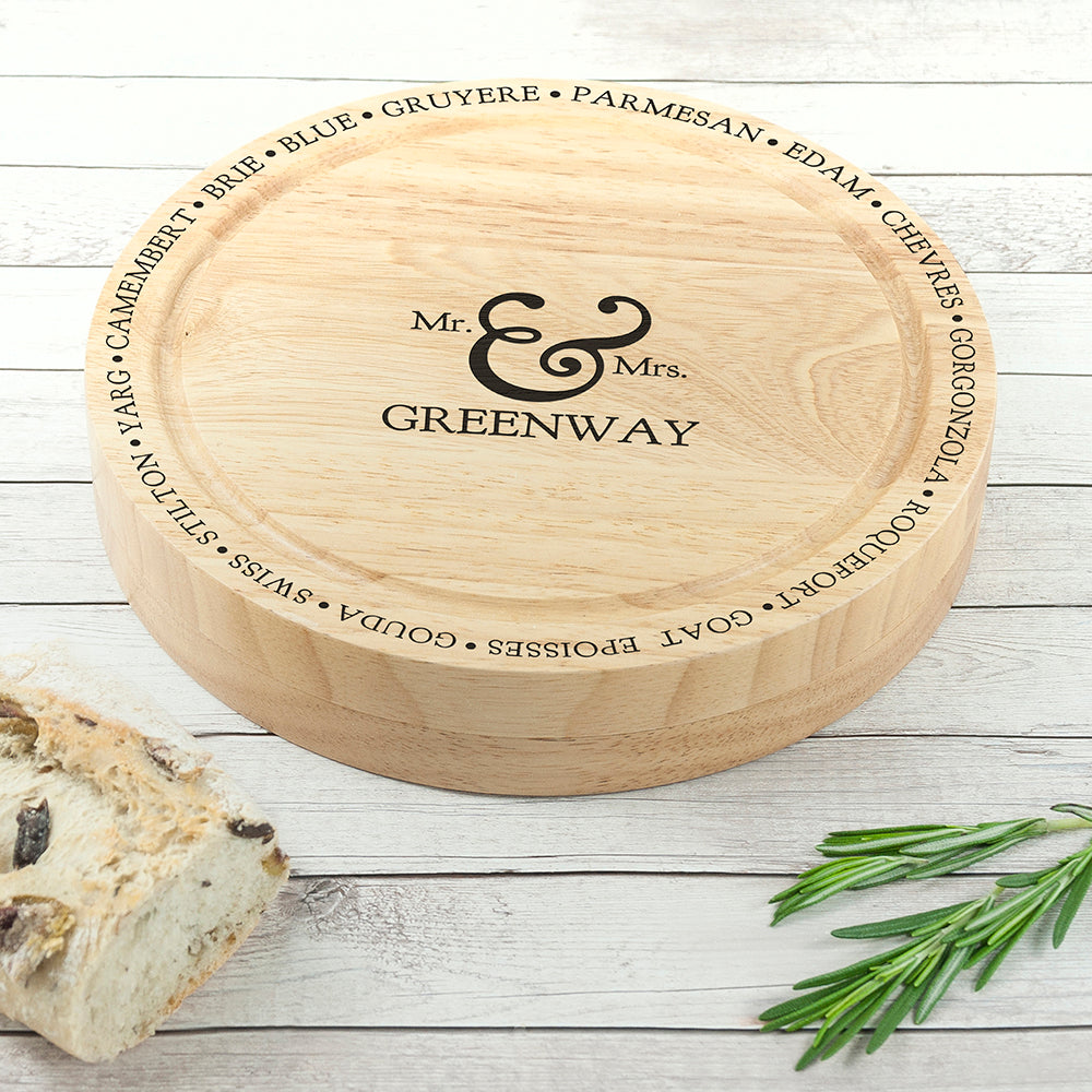 Personalized Mr and Mrs Cheese Board Set - Lovesakes