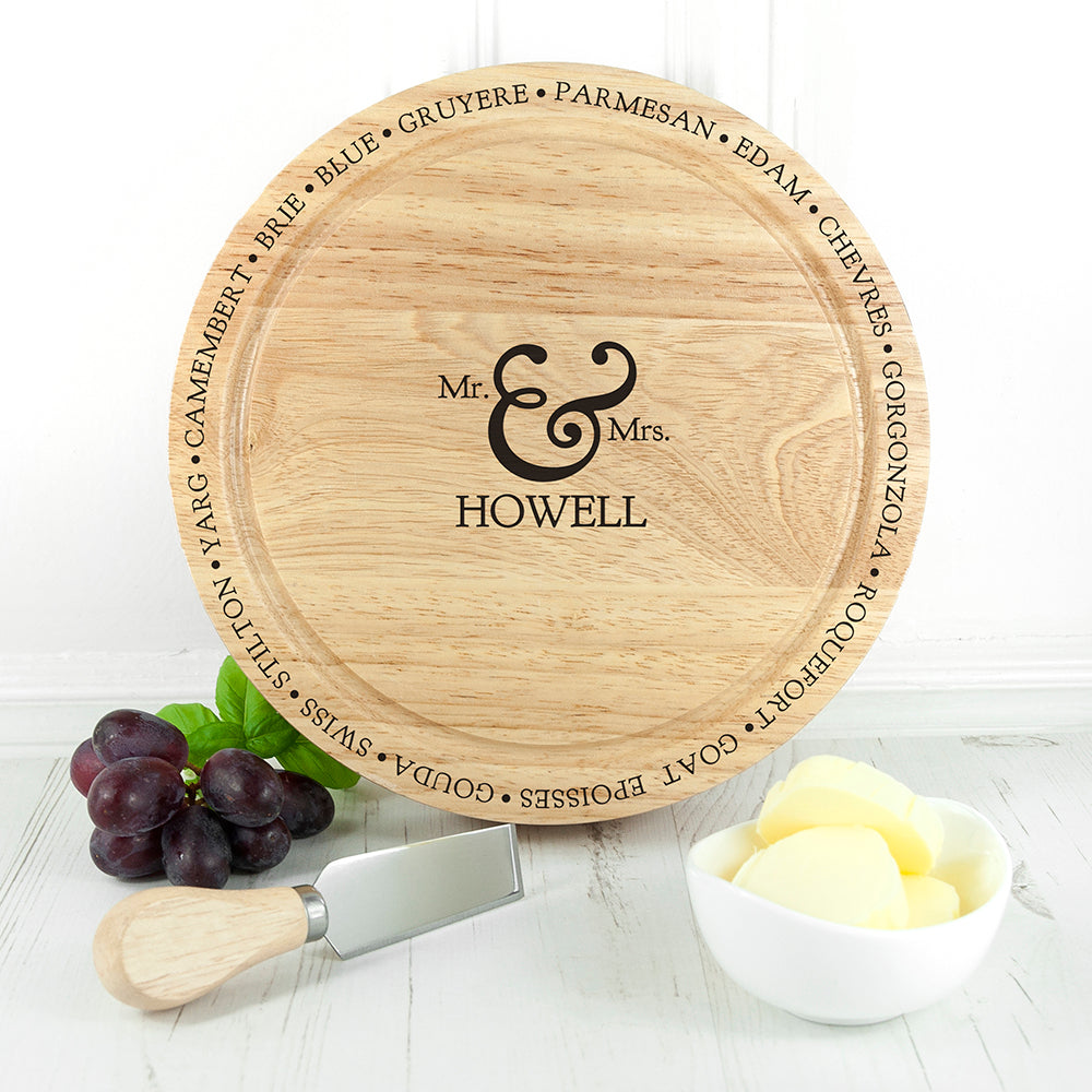 Personalized Mr and Mrs Cheese Board Set - Lovesakes