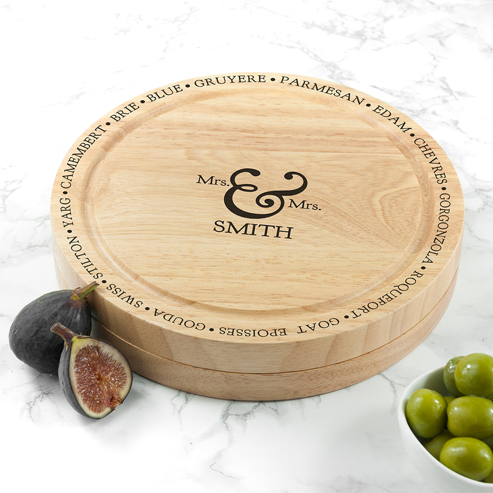 Personalized Mr and Mrs Cheese Board Set - Lovesakes