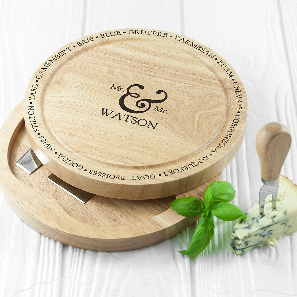 Personalized Mr and Mrs Cheese Board Set - Lovesakes