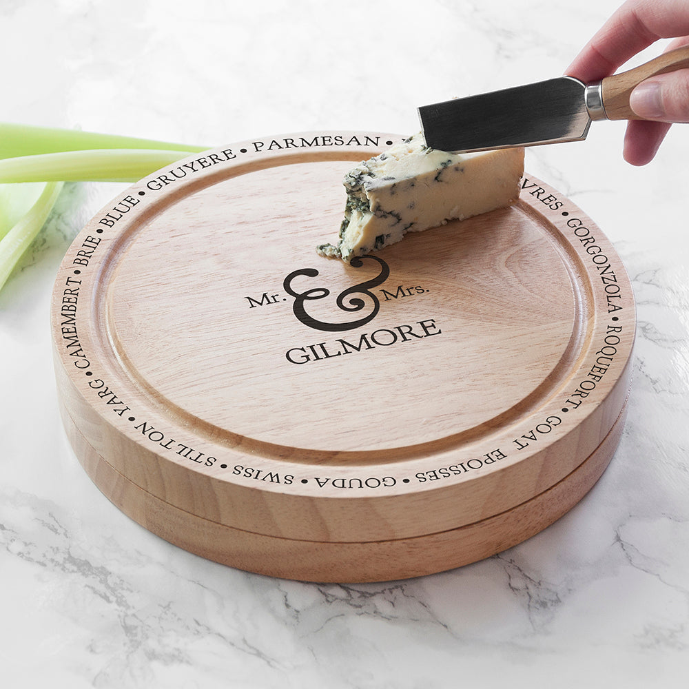 Personalized Mr and Mrs Cheese Board Set - Lovesakes