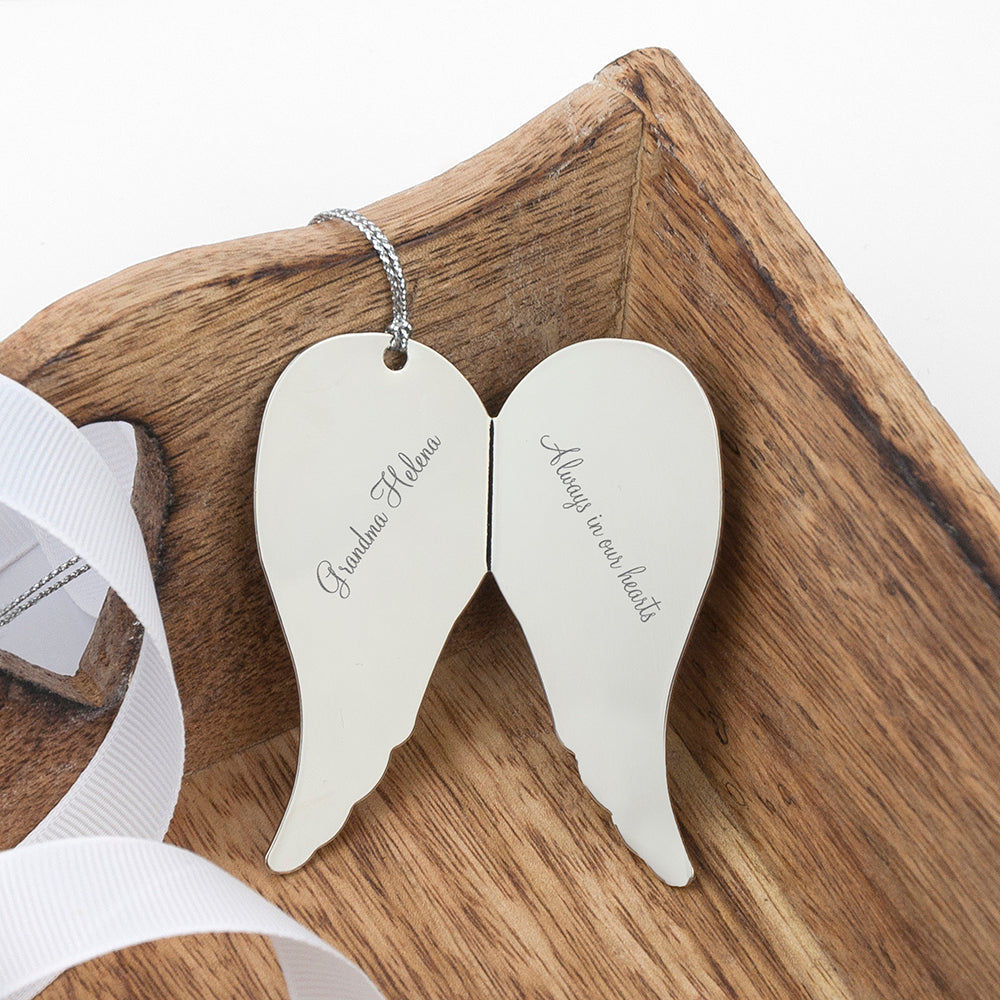 Engraved Angel Wings Memorial Christmas Ornament