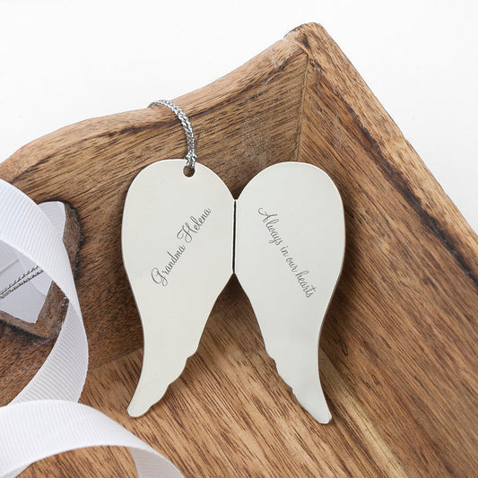 Engraved Angel Wings Memorial Christmas Ornament