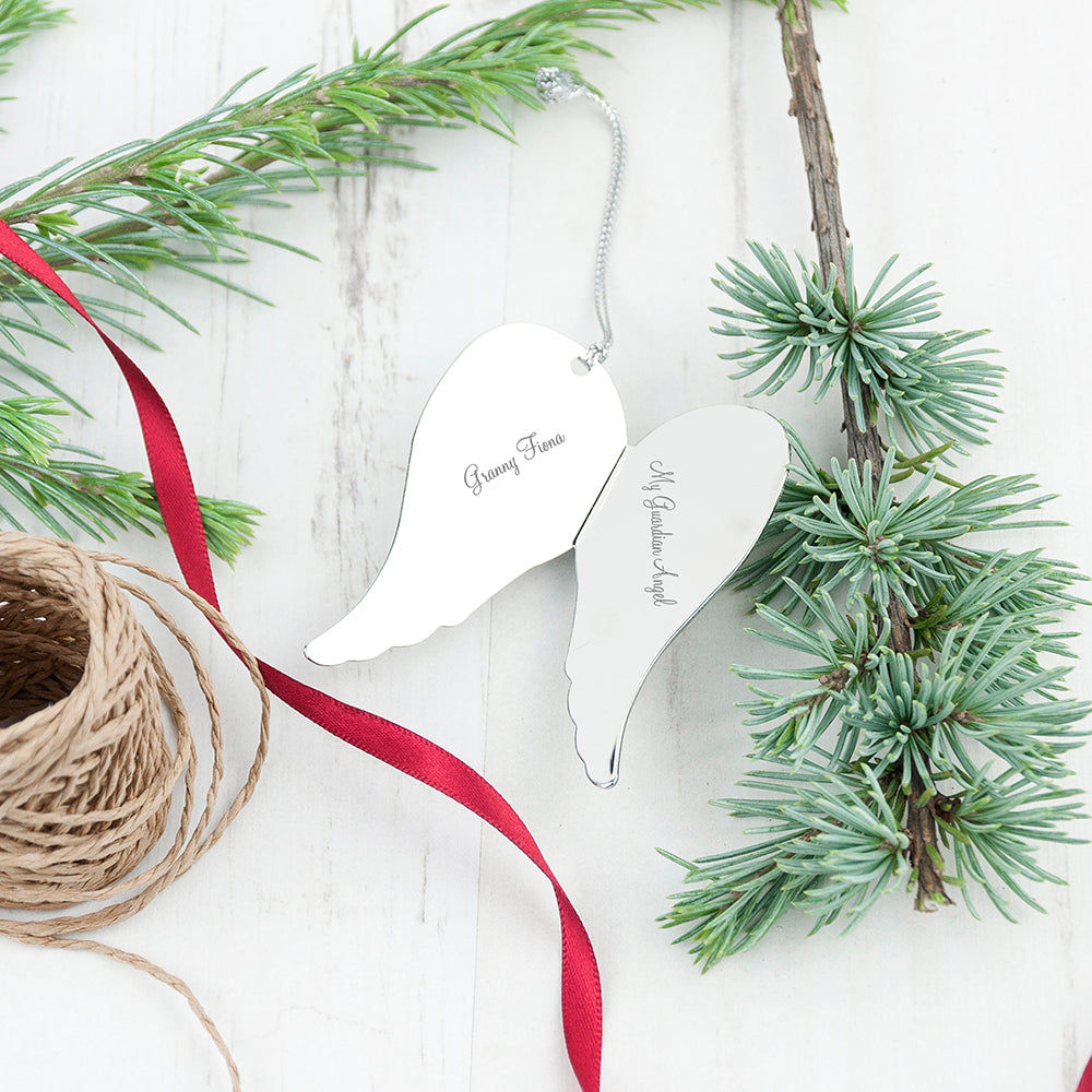 Personalised Angel Wings Ornament  Keepsakes Deeply Engraved
