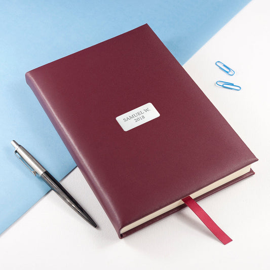 Engraved Burgundy Leather Notebook